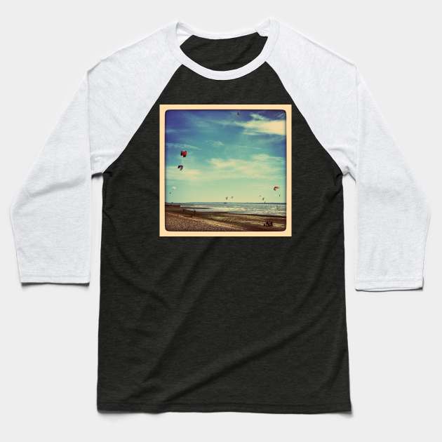 Kite Surfers Baseball T-Shirt by Debra Cox 